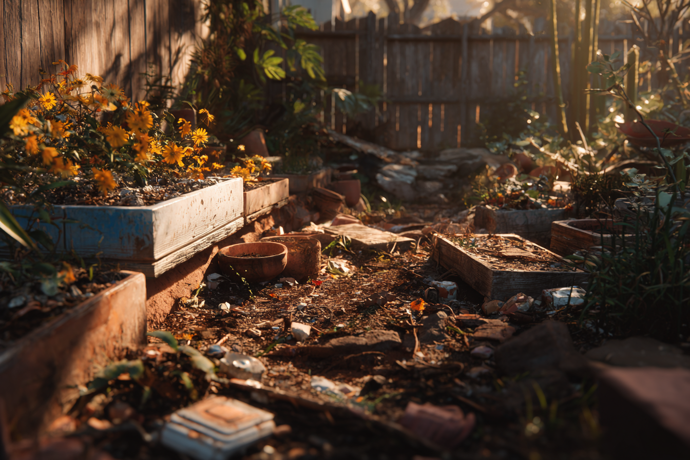 A destroyed backyard | Source: Midjourney