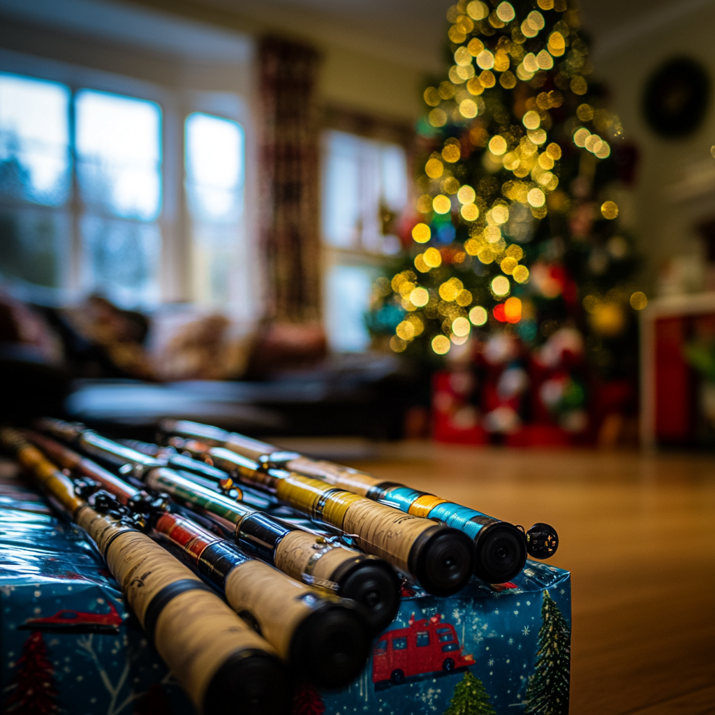 A closeup shots of fishing rods lying in a living room | Source: Midjourney