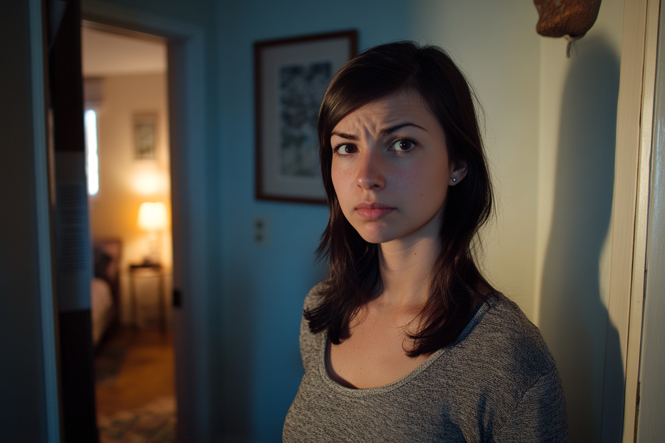 A woman in an apartment looking puzzled | Source: Midjourney