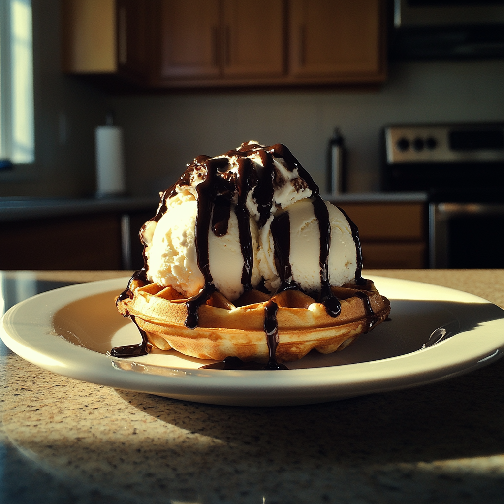 Waffles and ice cream | Source: Midjourney