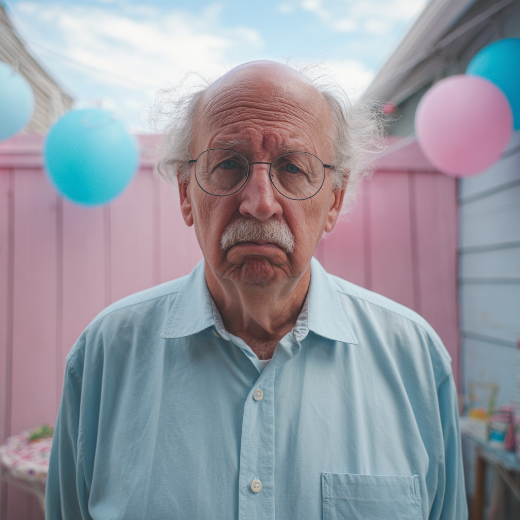 A frowning old man standing outside | Source: Midjourney