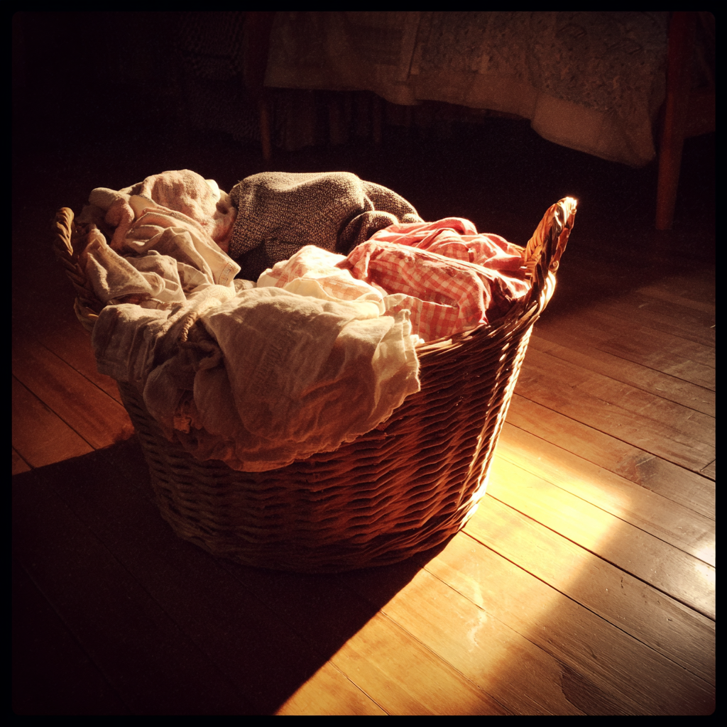 A laundry basket in a bedroom | Source: Midjourney