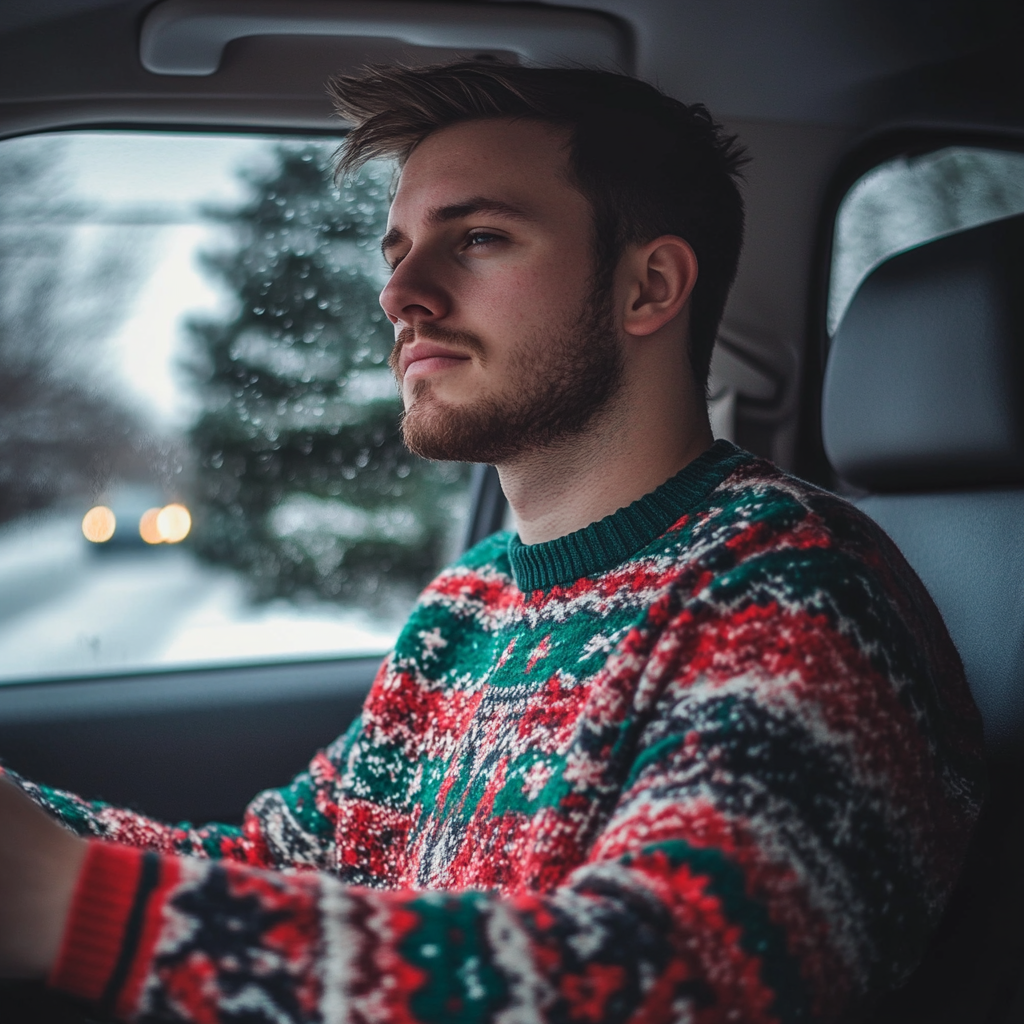 A tired man driving | Source: Midjourney