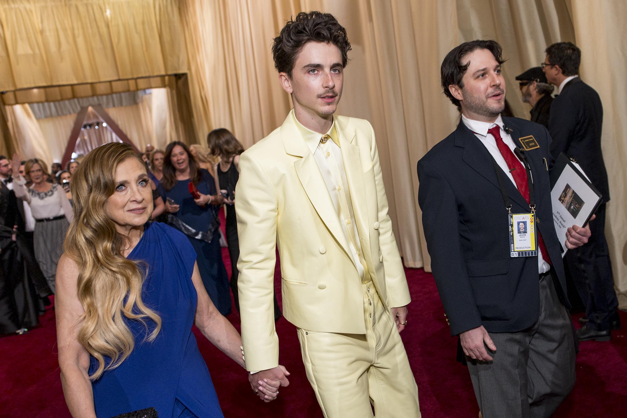 Nicole Flender and Timothée Chalamet attend the 97th annual Oscars on March 2, 2025  | Source: Getty Images