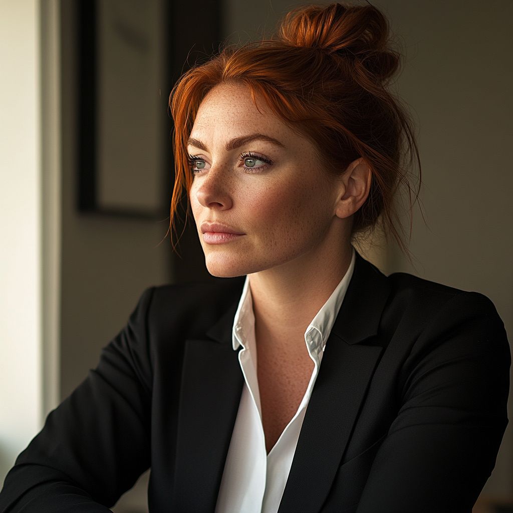 A lawyer sitting at her desk | Source: Midjourney