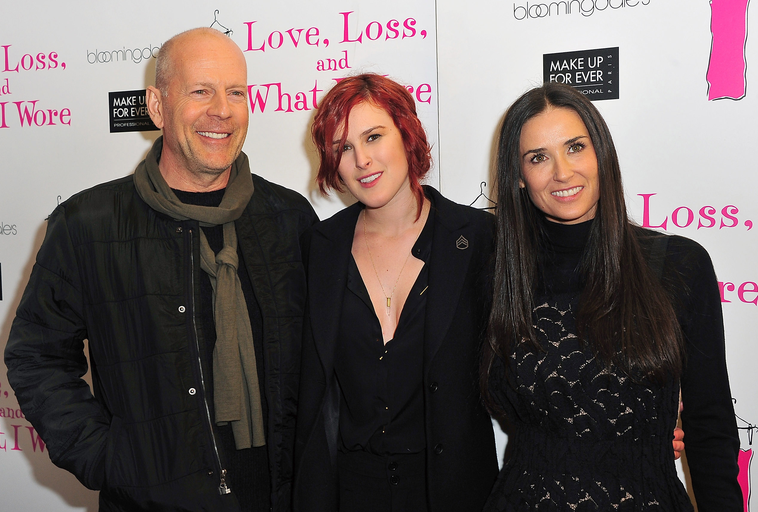 Bruce Willis, Rumer Willis and Demi Moore attend "Love, Loss & What I Wore" new cast member celebration at B Smith's Restaurant on March 24, 2011 in New York City. | Source: Getty Images