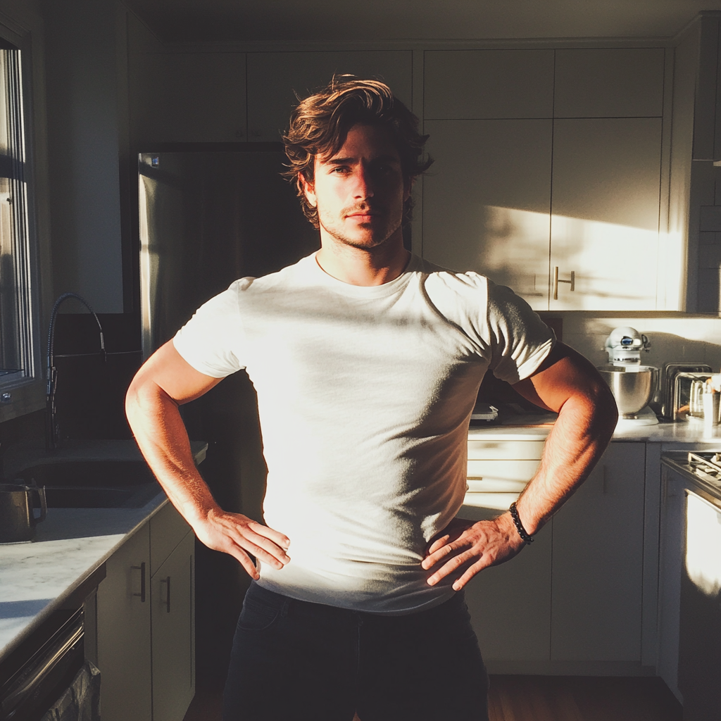 A man standing in a kitchen | Source: Midjourney