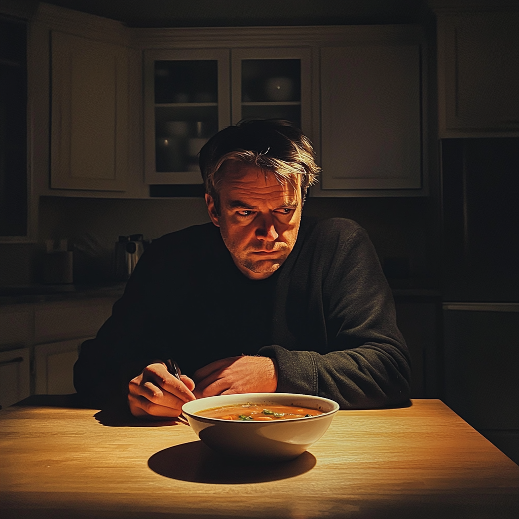 A man sitting at a table | Source: Midjourney