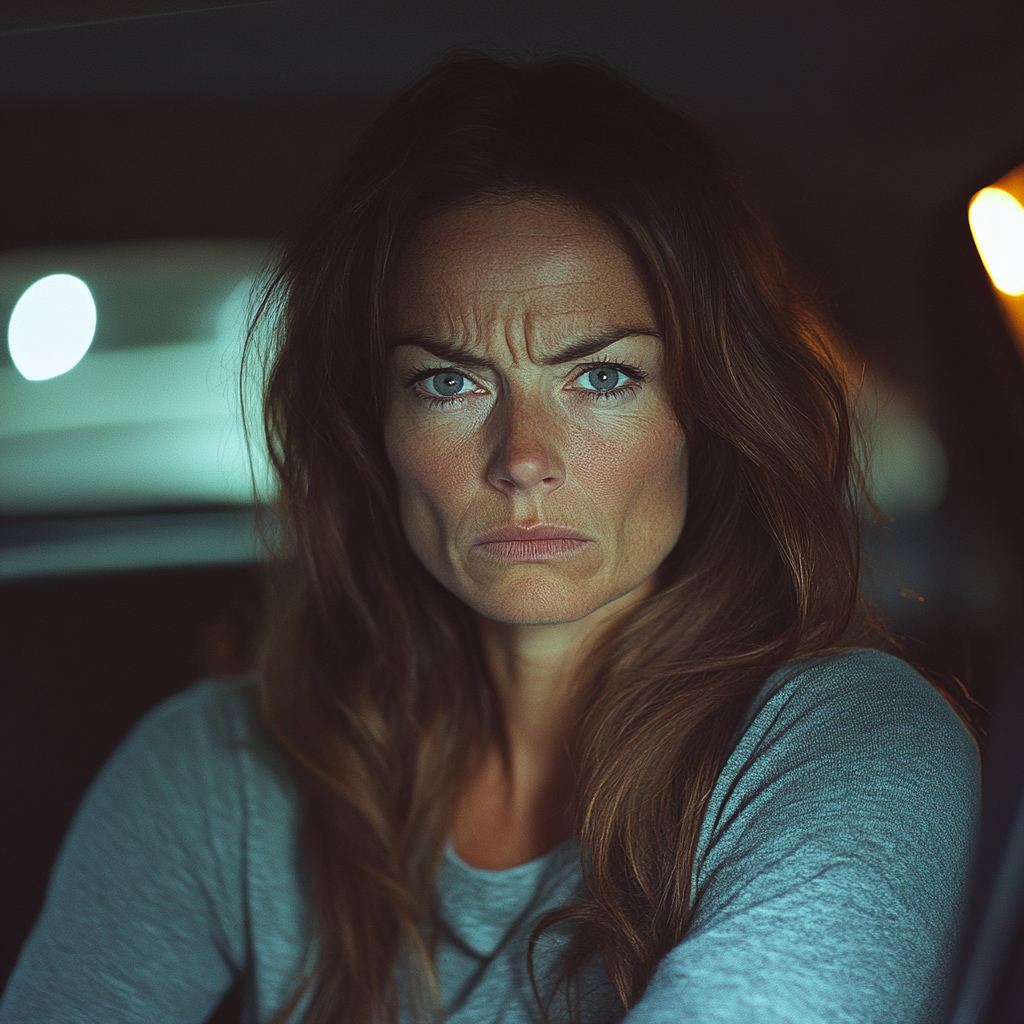 An angry woman in her car | Source: Midjourney