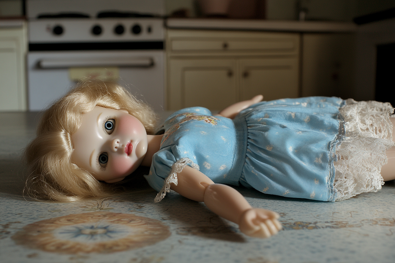 A doll lying on a table | Source: Midjourney