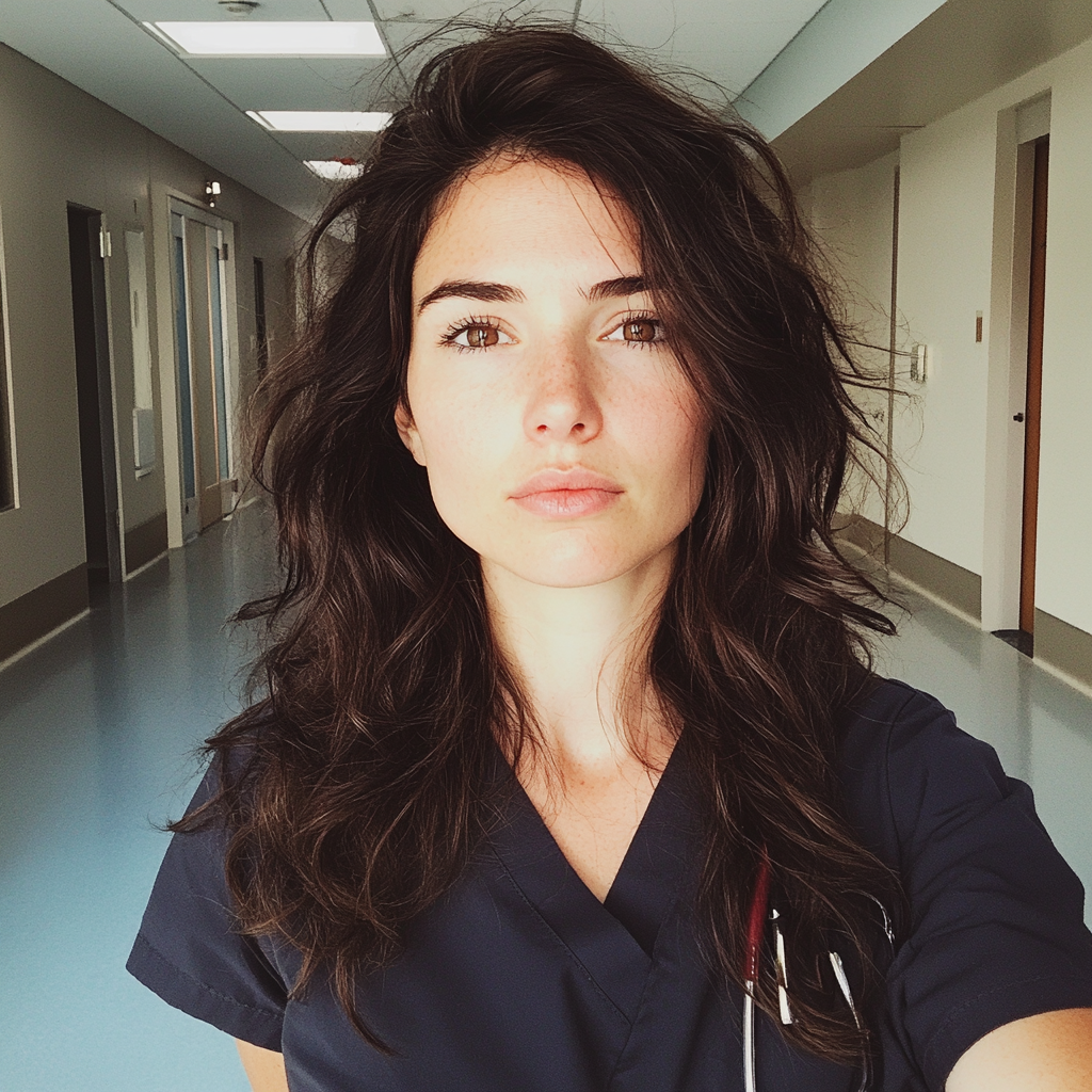 A nurse standing in a hospital hallway | Source: Midjourney