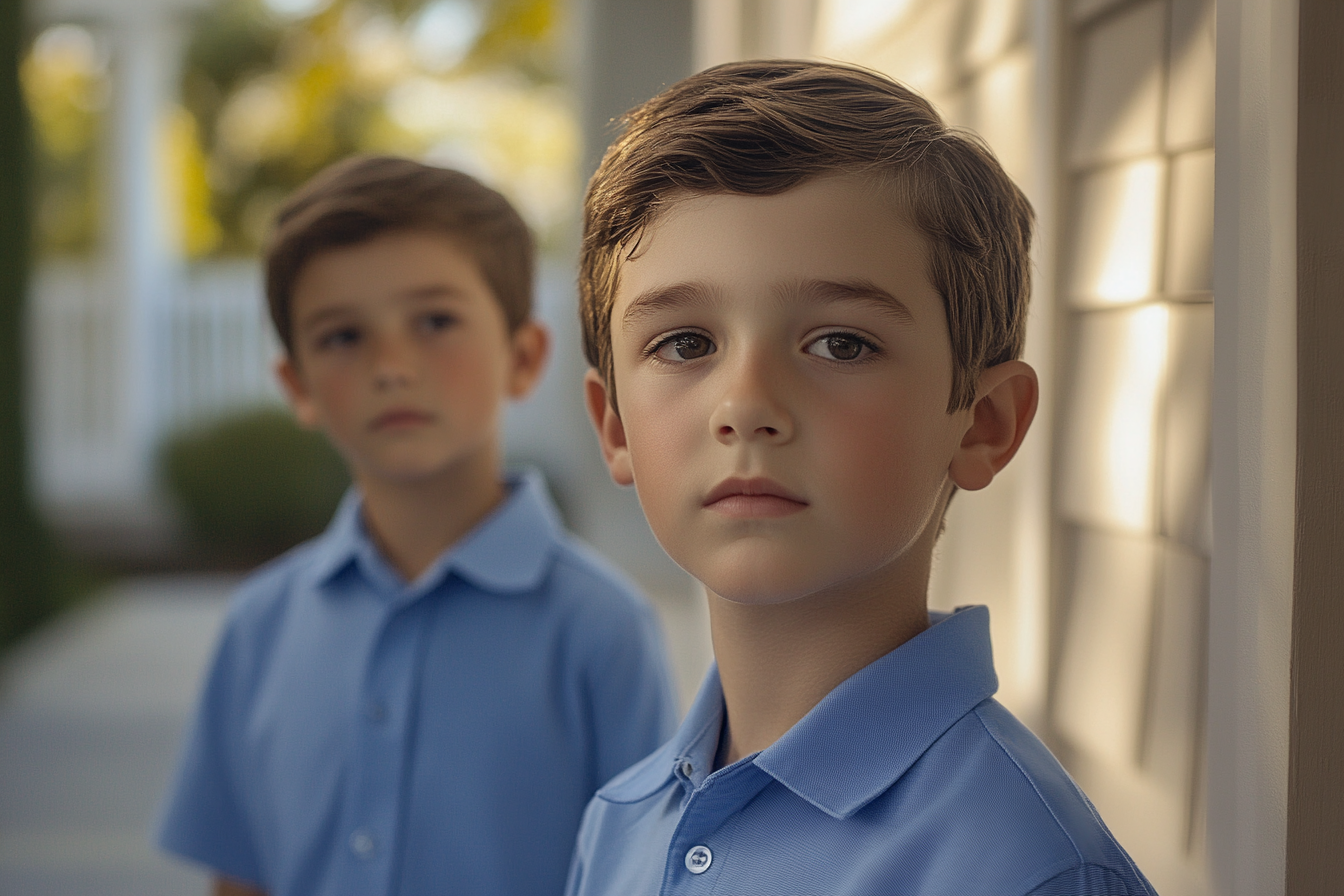 Two children standing outdoors | Source: Midjourney