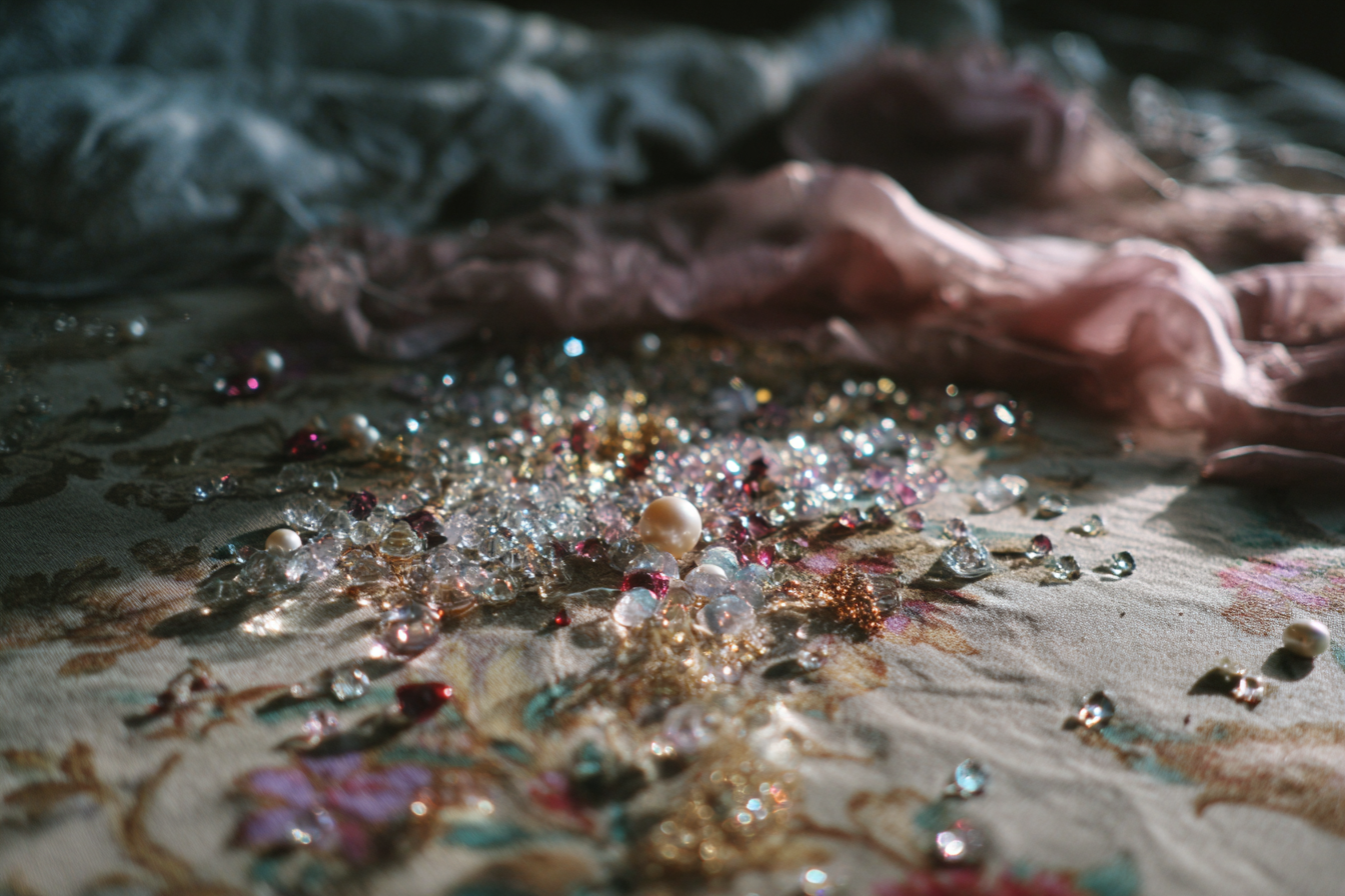 Beads and crytals on the carpet | Source: Midjourney