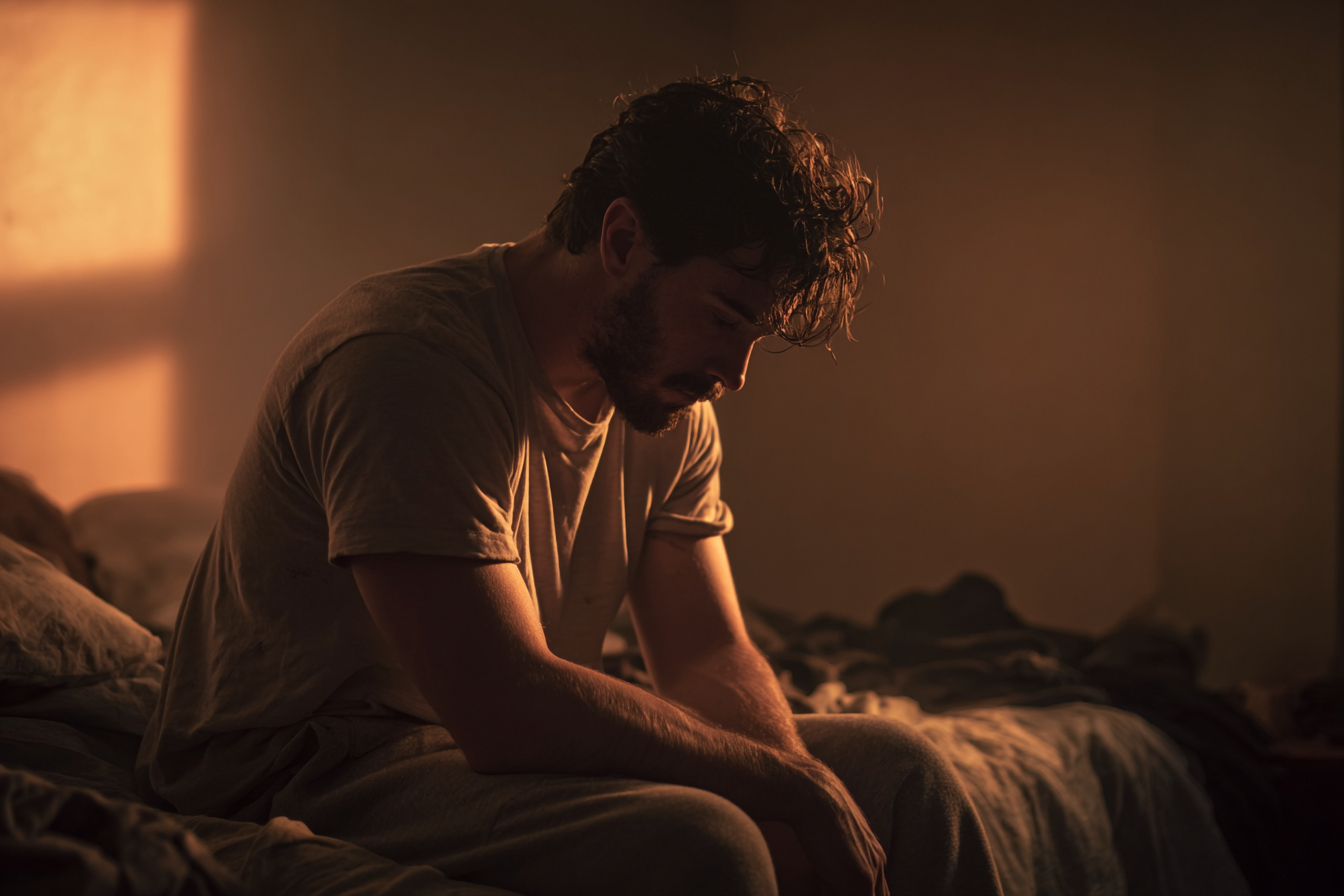 A man sitting on a bed | Source: Midjourney