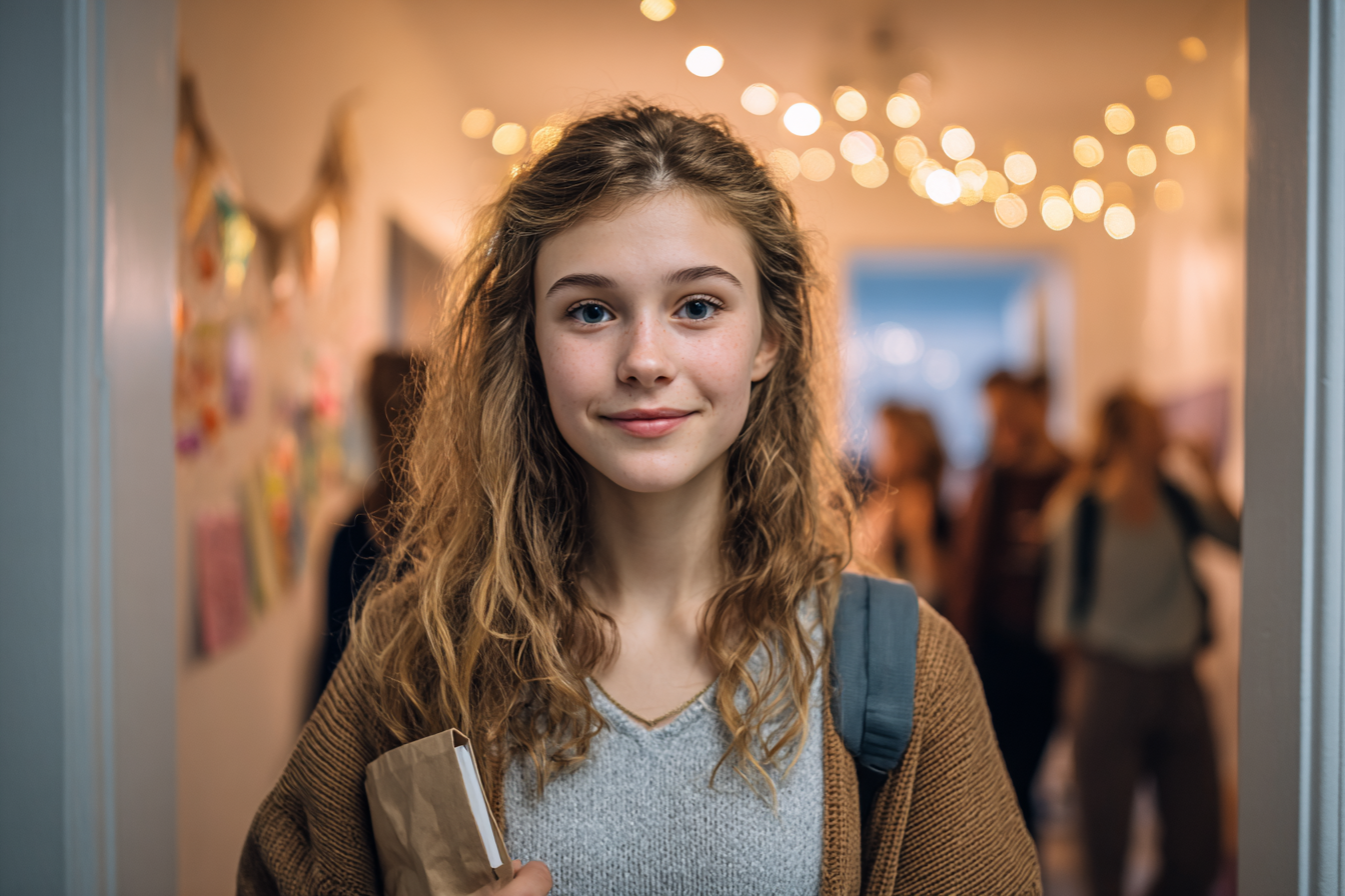 A girl at her friend's party | Source: Midjourney