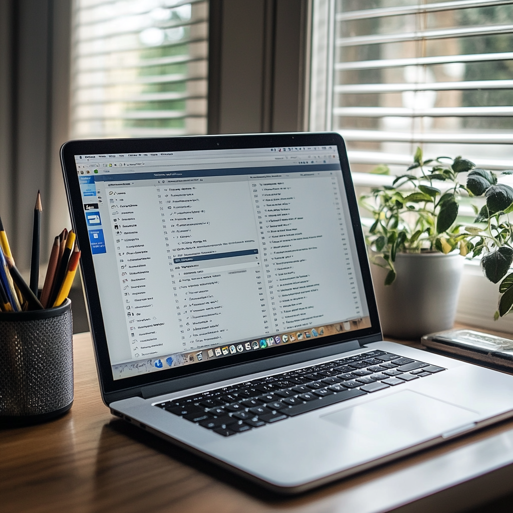 An open laptop on a desk | Source: Midjourney