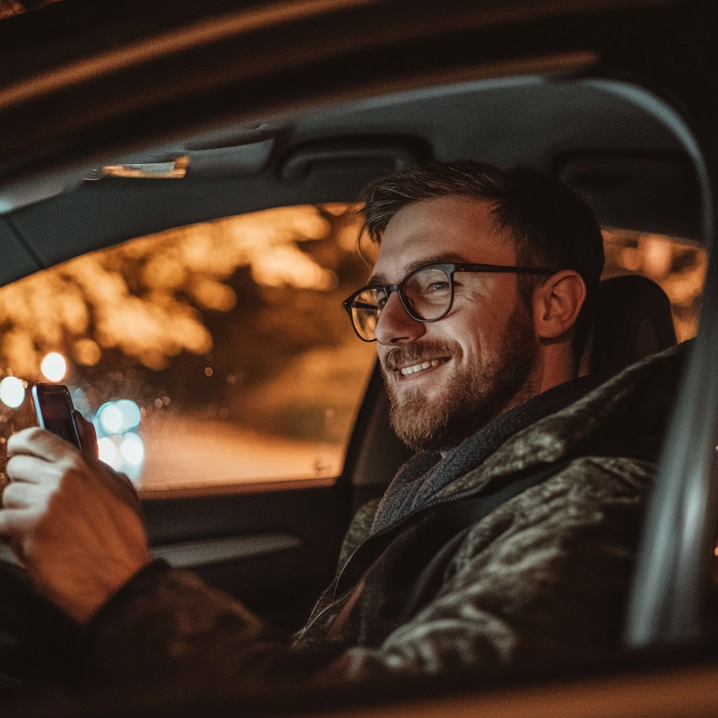 A smiling man talking on his phone | Source: Midjourney