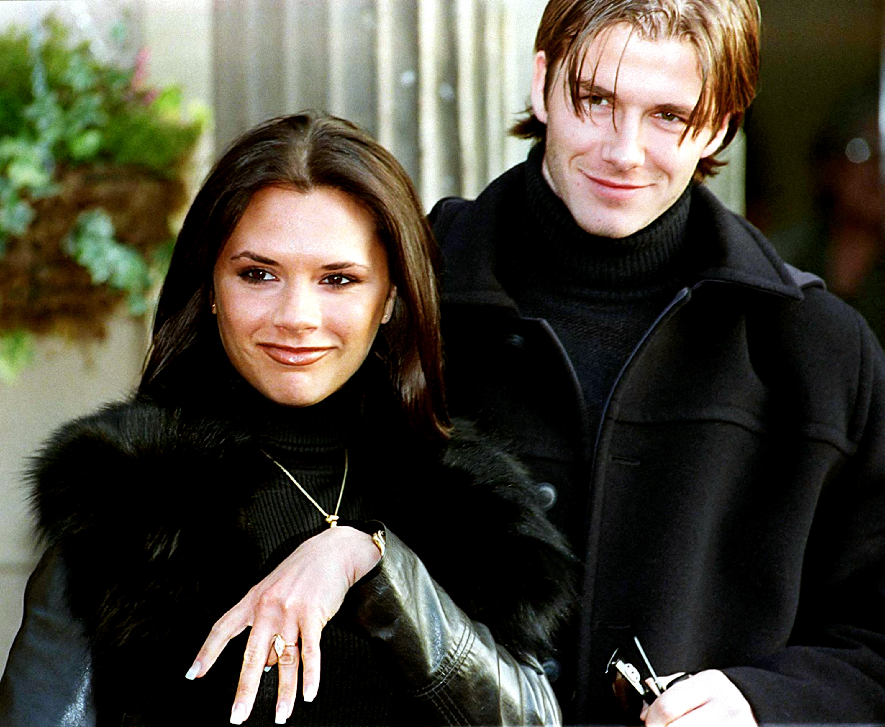 Victoria Adams and David Beckham left a hotel near Crewe where they announced their future wedding on January 25, 1998, in Crewe, England. | Source: Getty Images