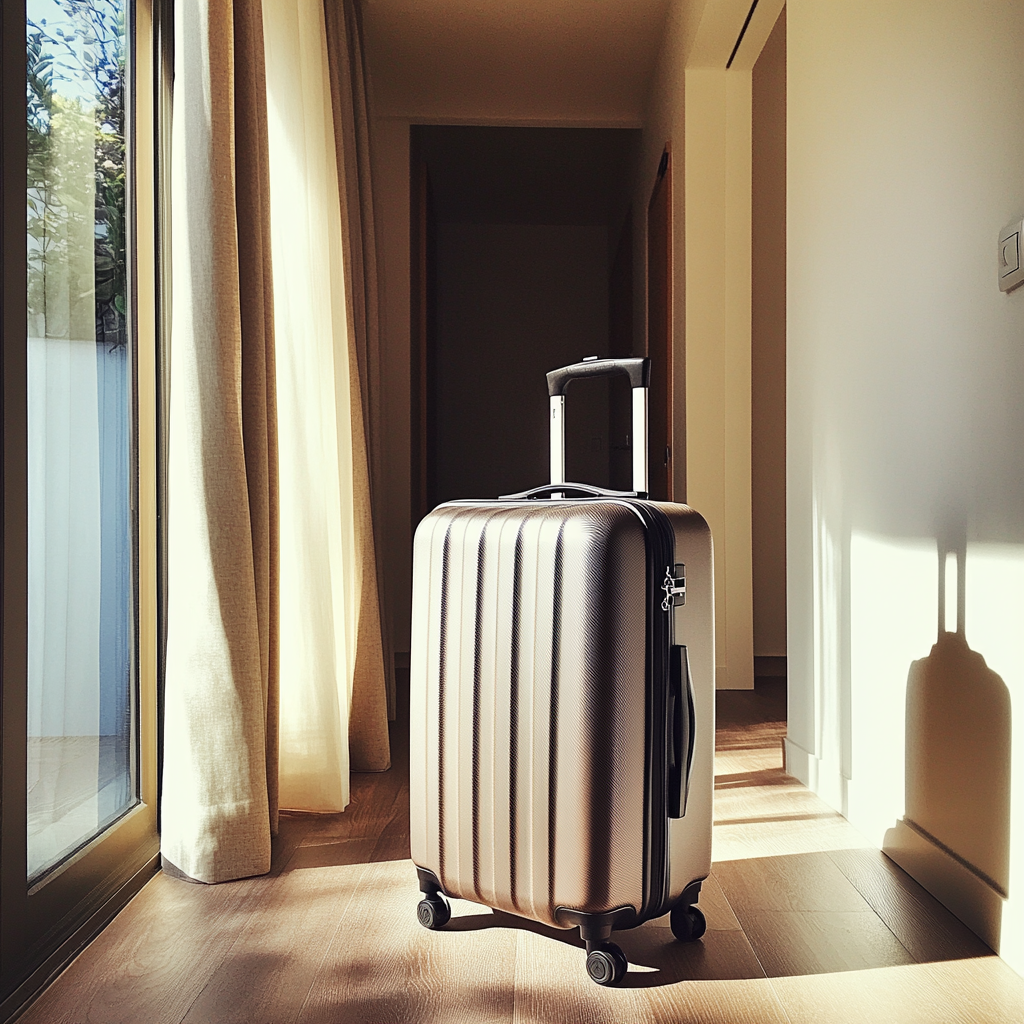 A suitcase standing in a hallway | Source: Midjourney