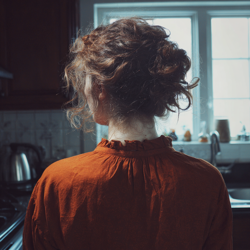 A woman standing in a kitchen | Source: Midjourney