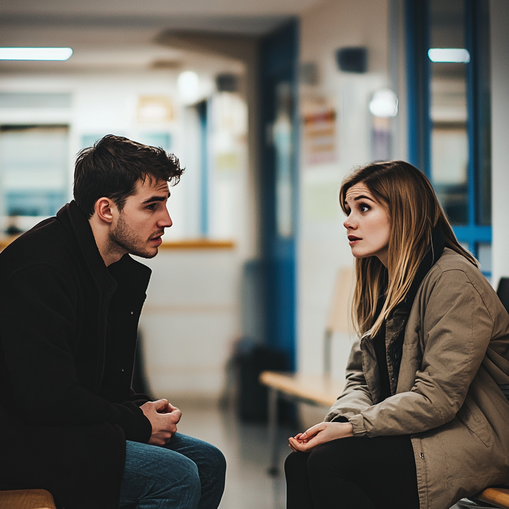 A sad man talking to his wife | Source: Midjourney