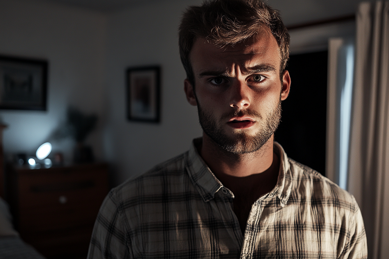 A man standing in his bedroom | Source: Midjourney