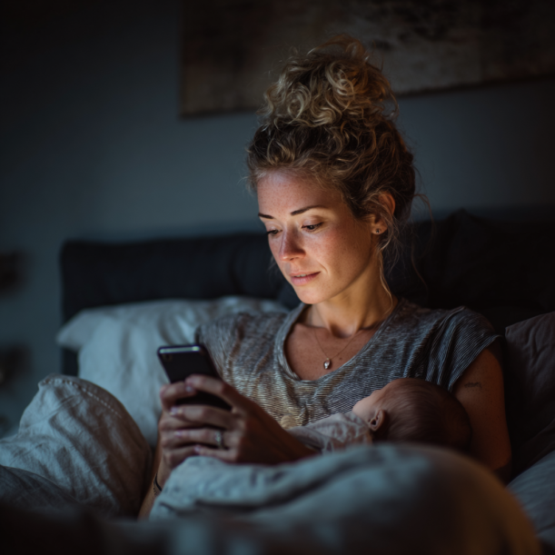 A mother texting | Source: Midjourney