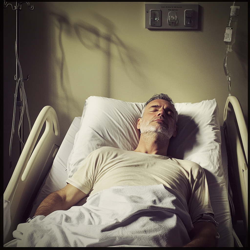 A man in a hospital bed | Source: Midjourney