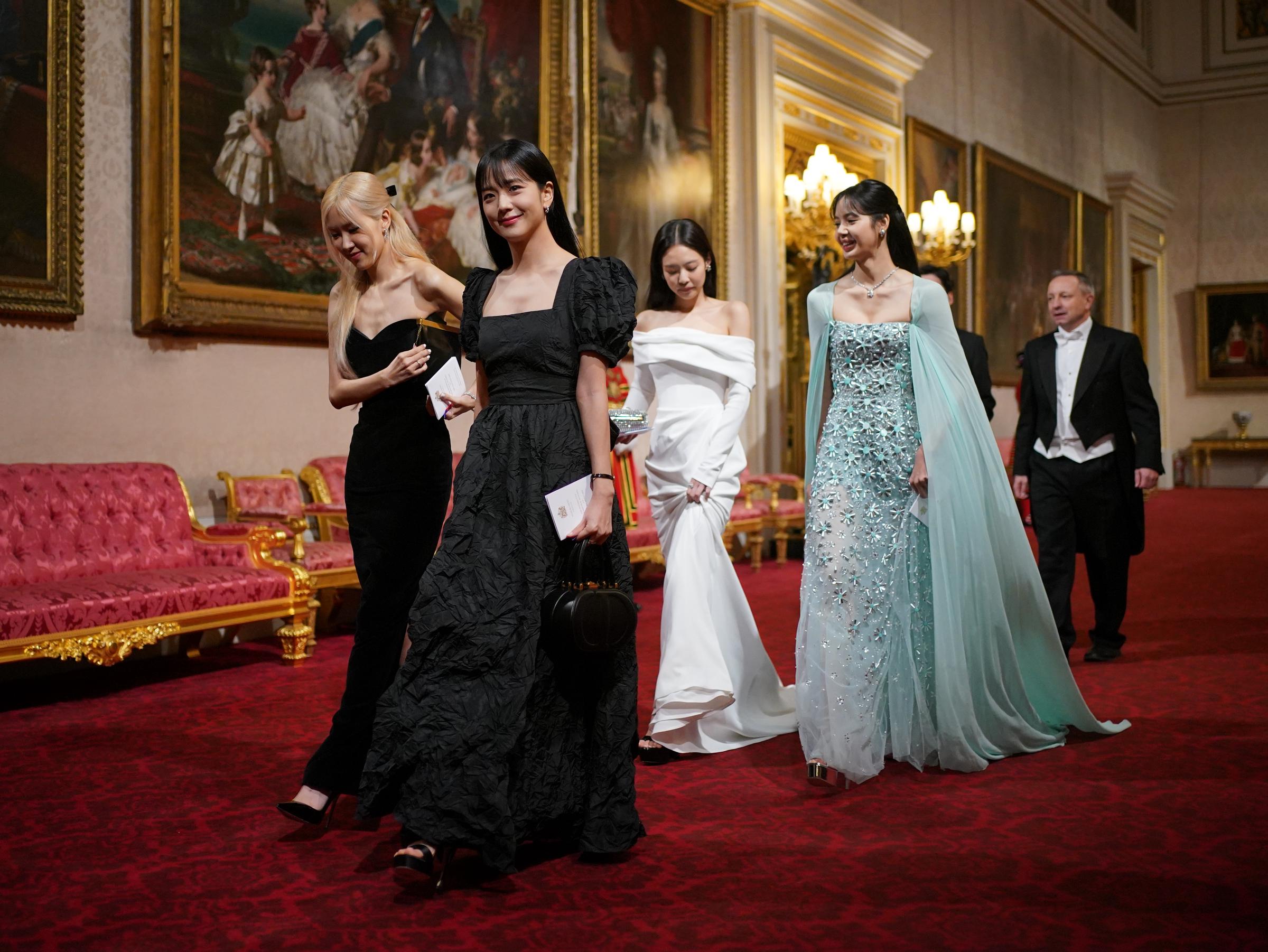 Jisoo, Jennie, Rosé and Lisa, members of South Korean girl band Blackpink attend the State Banquet at Buckingham Palace on November 21, 2023 in London, England. | Source: Getty Images
