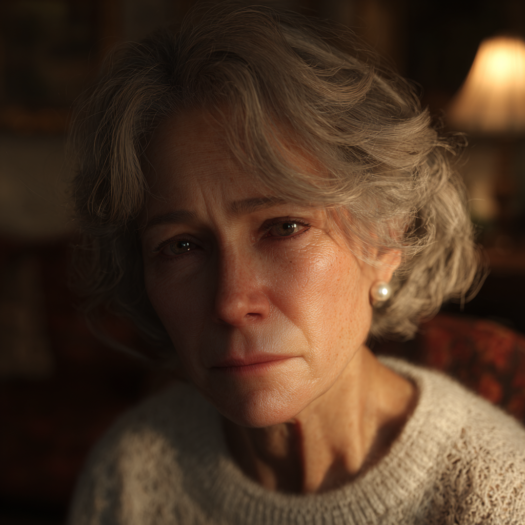 An emotionally overwhelmed senior woman lost in thought | Source: Midjourney