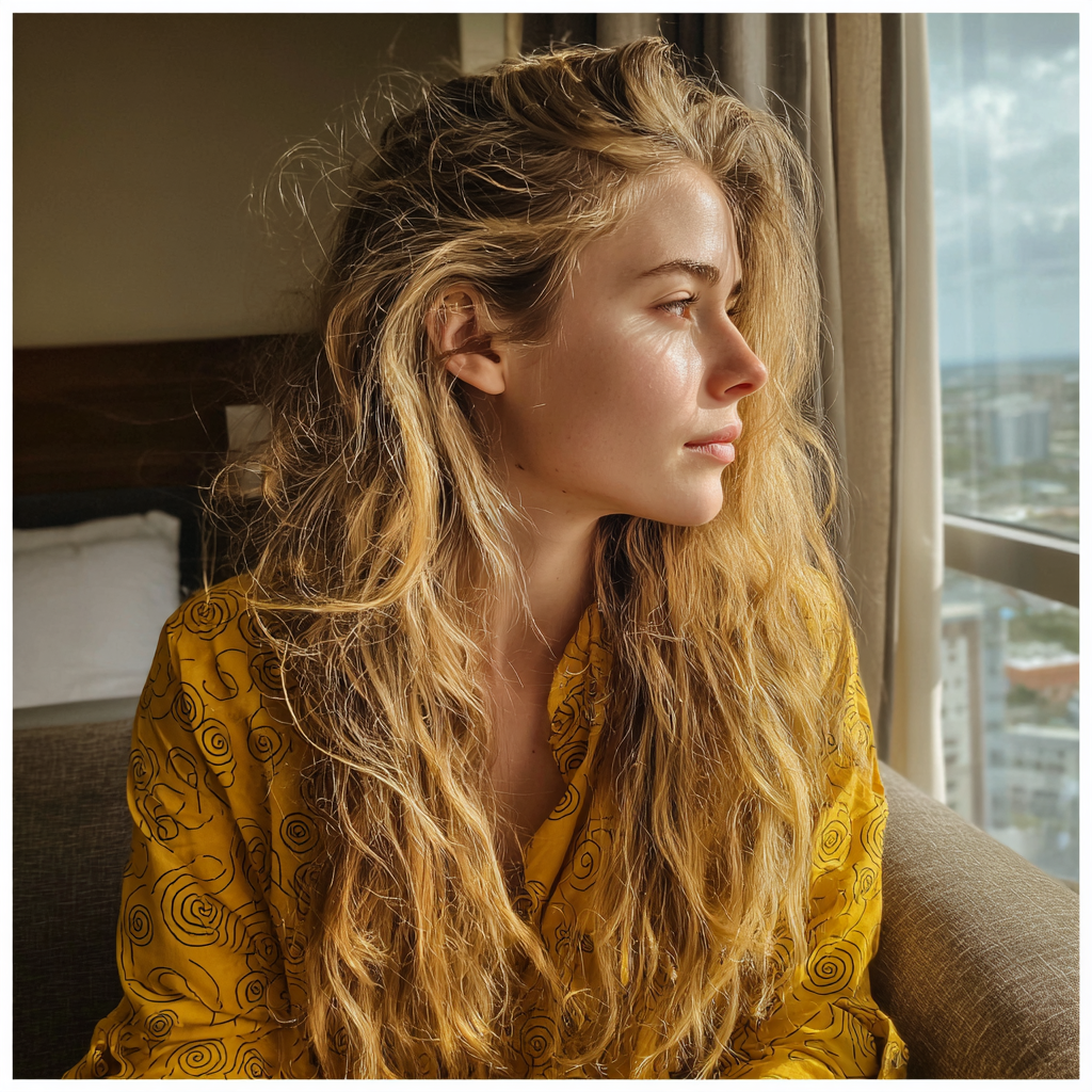 A woman sitting and looking out of a window | Source: Midjourney