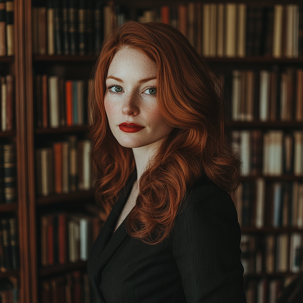 A woman standing in a library | Source: Midjourney