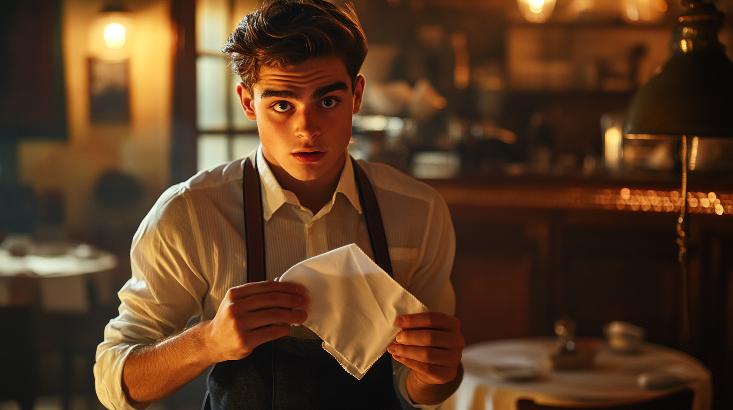 A waiter with a napkin | Source: Midjourney