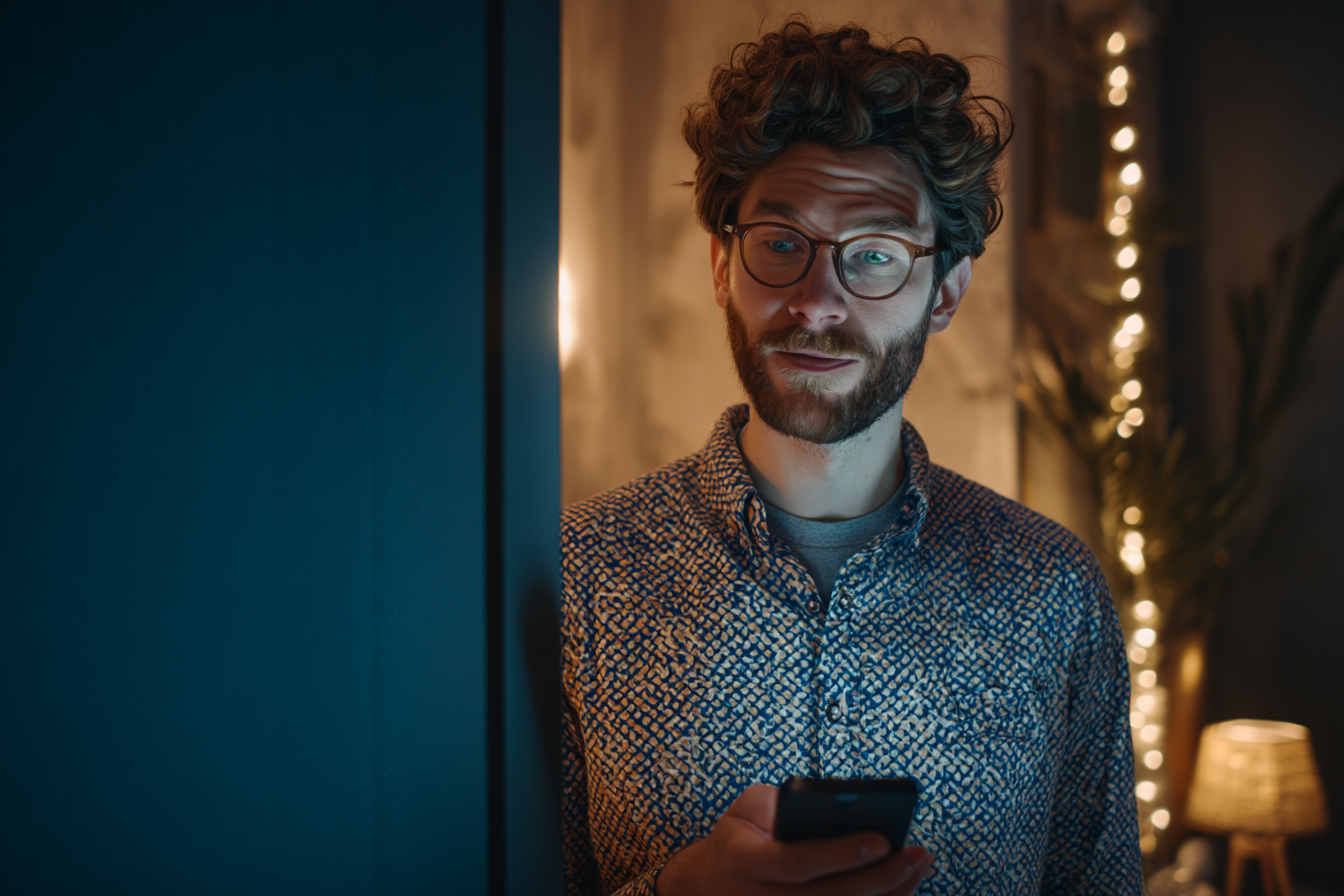 A man holding his phone | Source: Midjourney