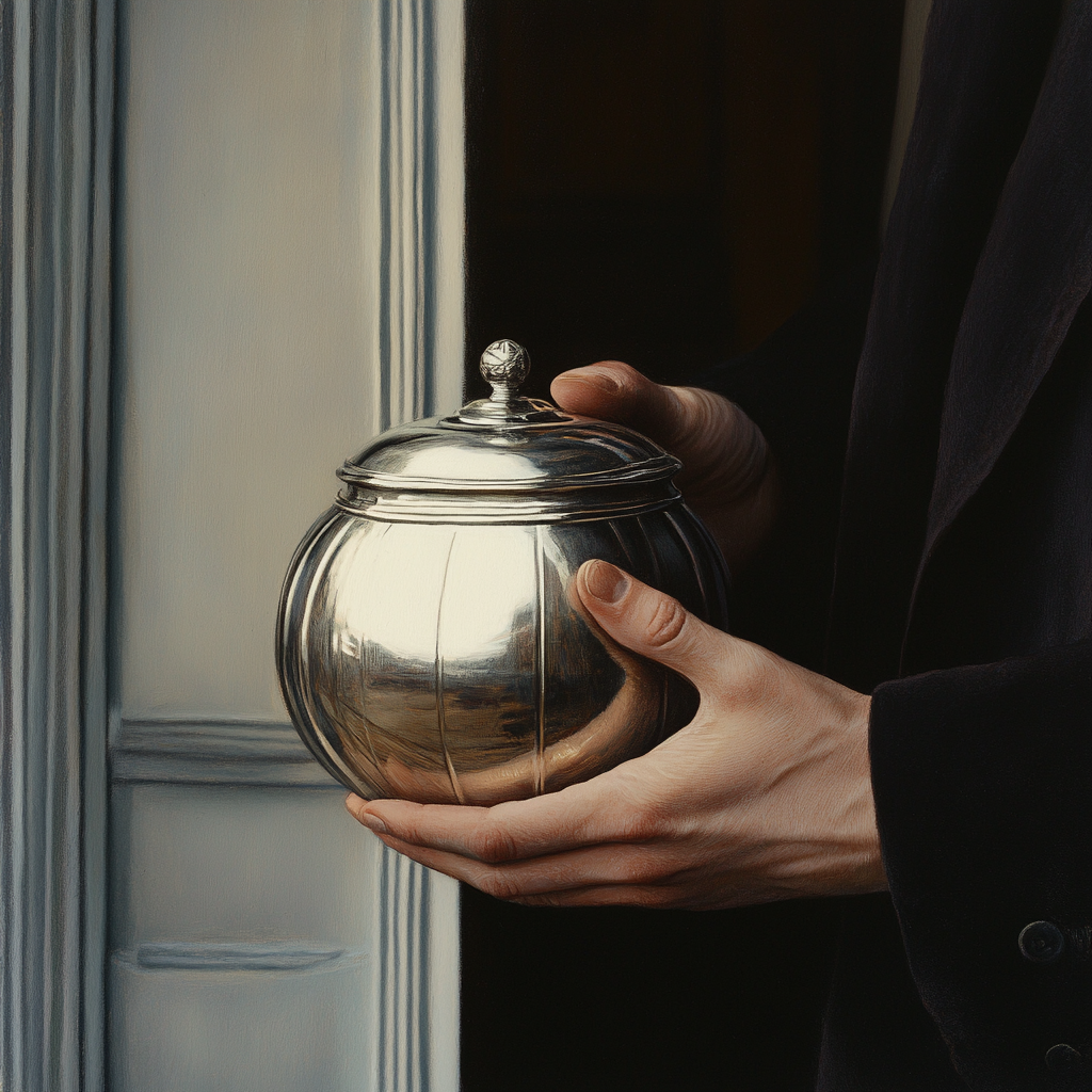 A man holding an urn | Source: Midjourney