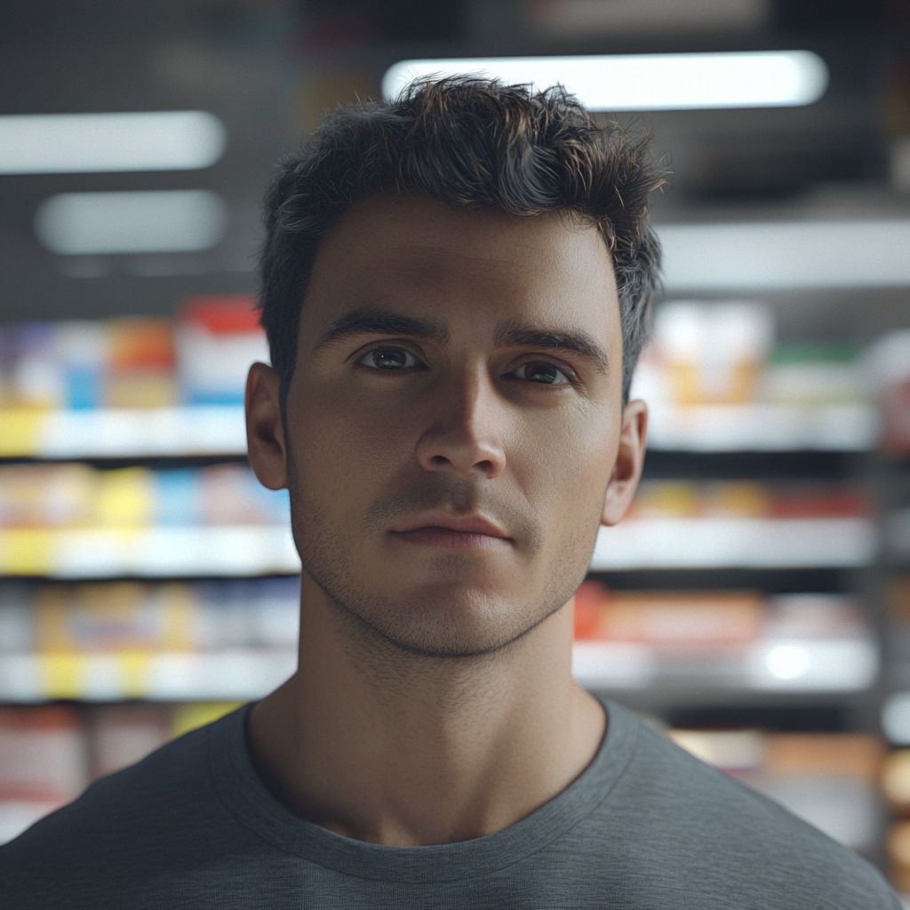 A man standing in a supermarket | Source: Midjourney