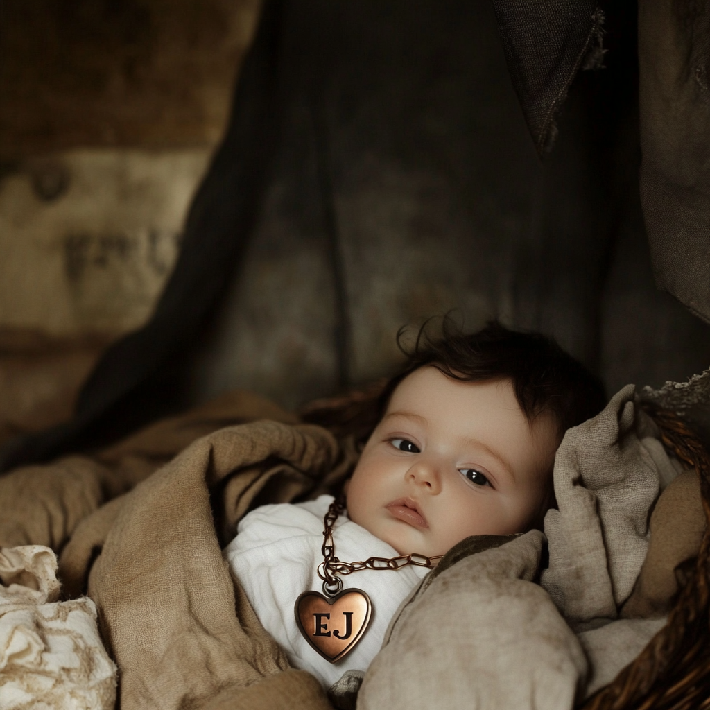 A baby wearing a heart-shaped pendant | Source: Midjourney