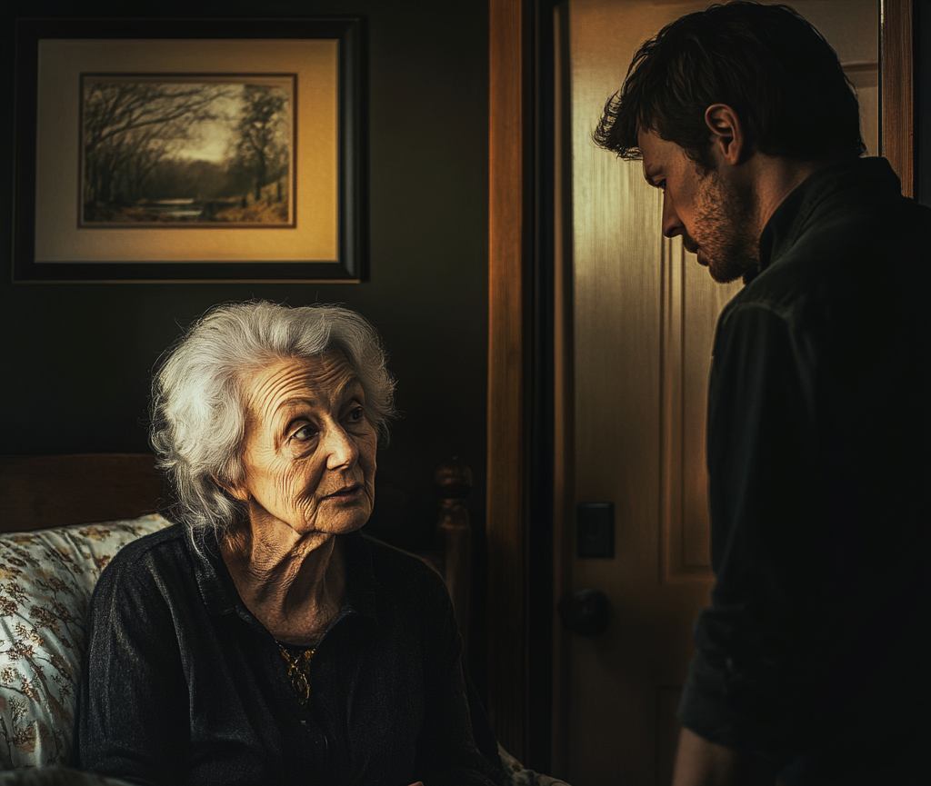 Senior woman talking to her grandson | Source: Midjourney