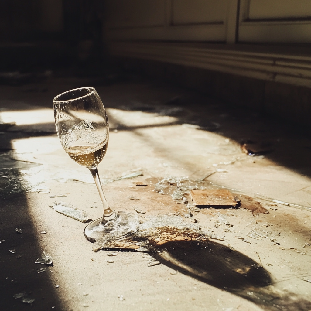 A broken champagne glass | Source: Midjourney