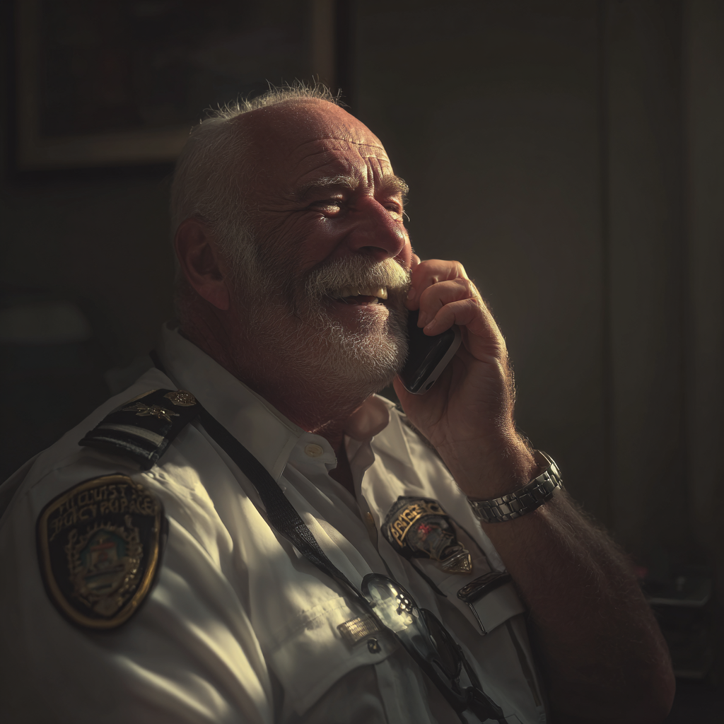 A police officer talking on a phone | Source: Midjourney