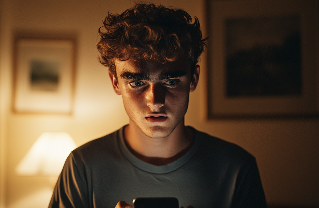 A man talking while holding his phone | Source: Midjourney