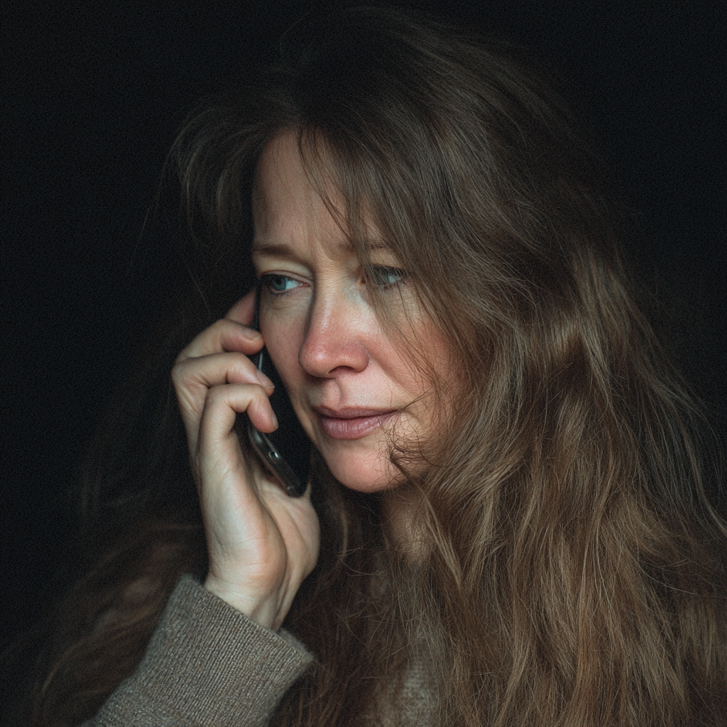 A close up of a woman talking on a phone | Source: Midjourney