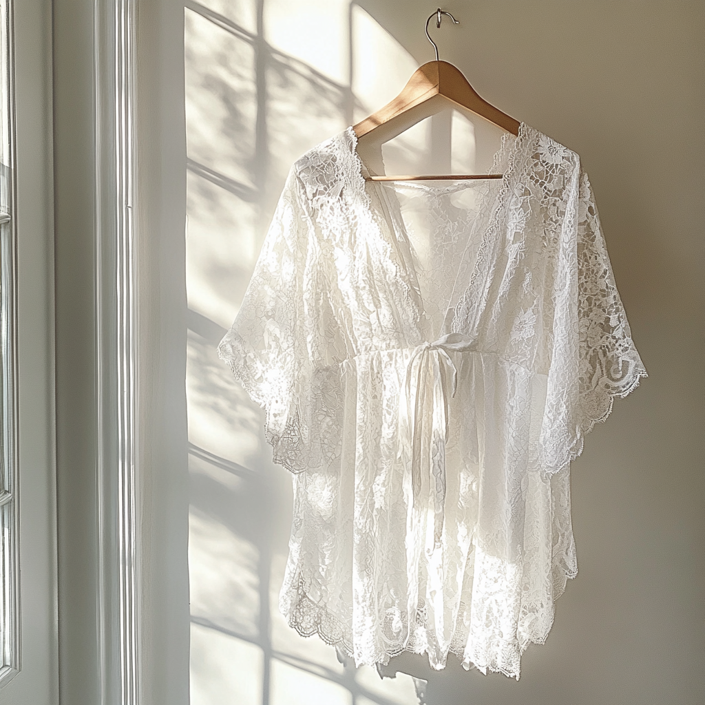 A lace robe on a hanger | Source: Midjourney