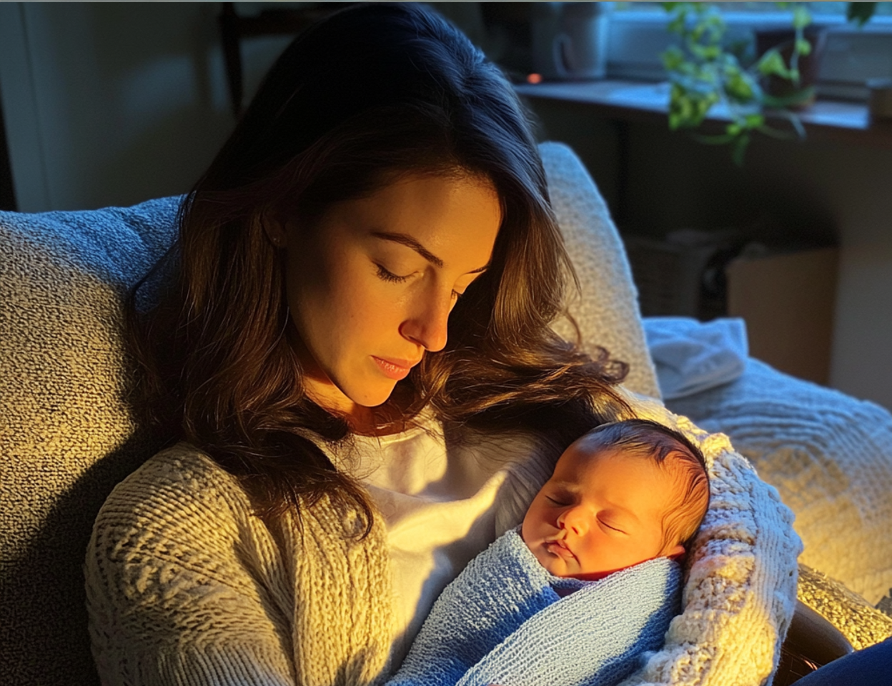A woman holding a baby boy | Source: Midjourney