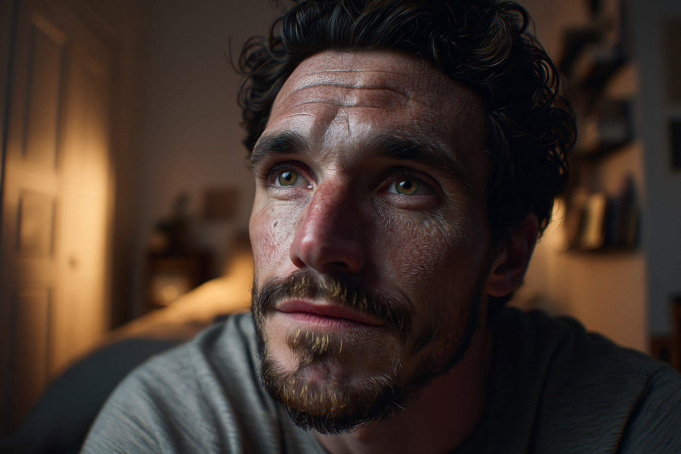 A man sitting in his bedroom | Source: Midjourney
