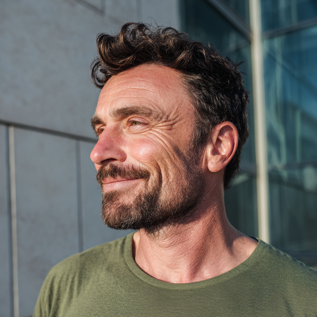 A smiling man standing outside | Source: Midjourney