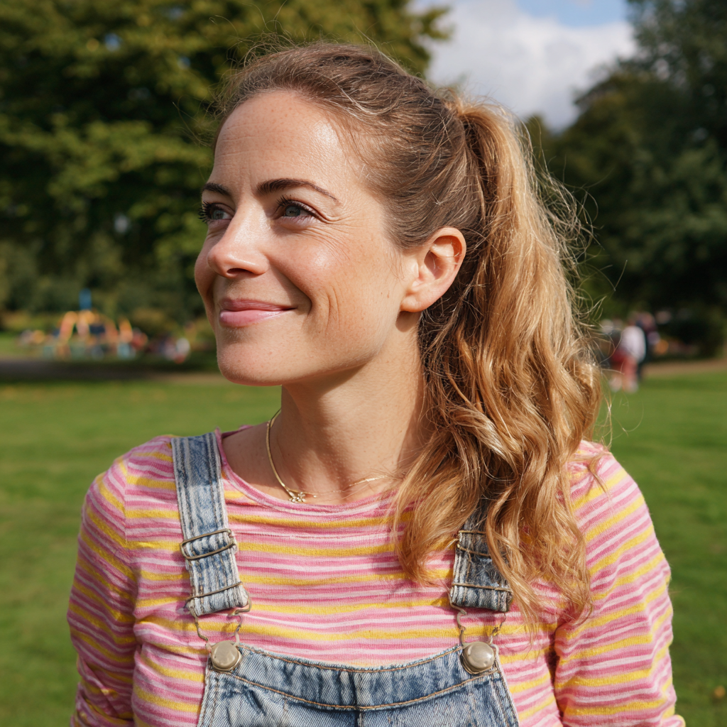A smiling woman standing in a park | Source: Midjourney