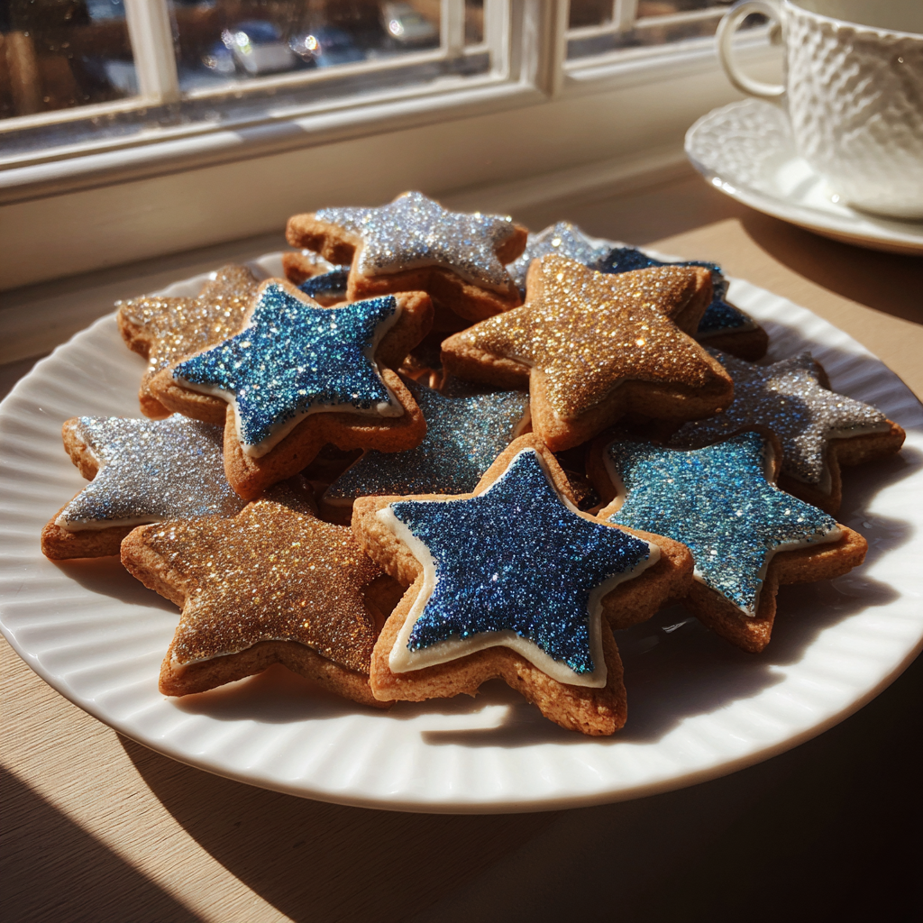 A plate of star-shaped cookies | Source: Midjourney