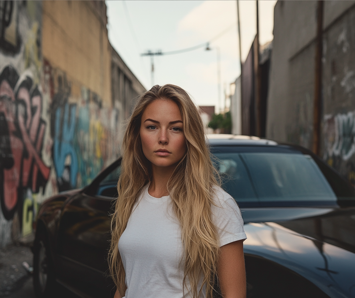 A pensive woman standing in an alley | Source: Midjourney