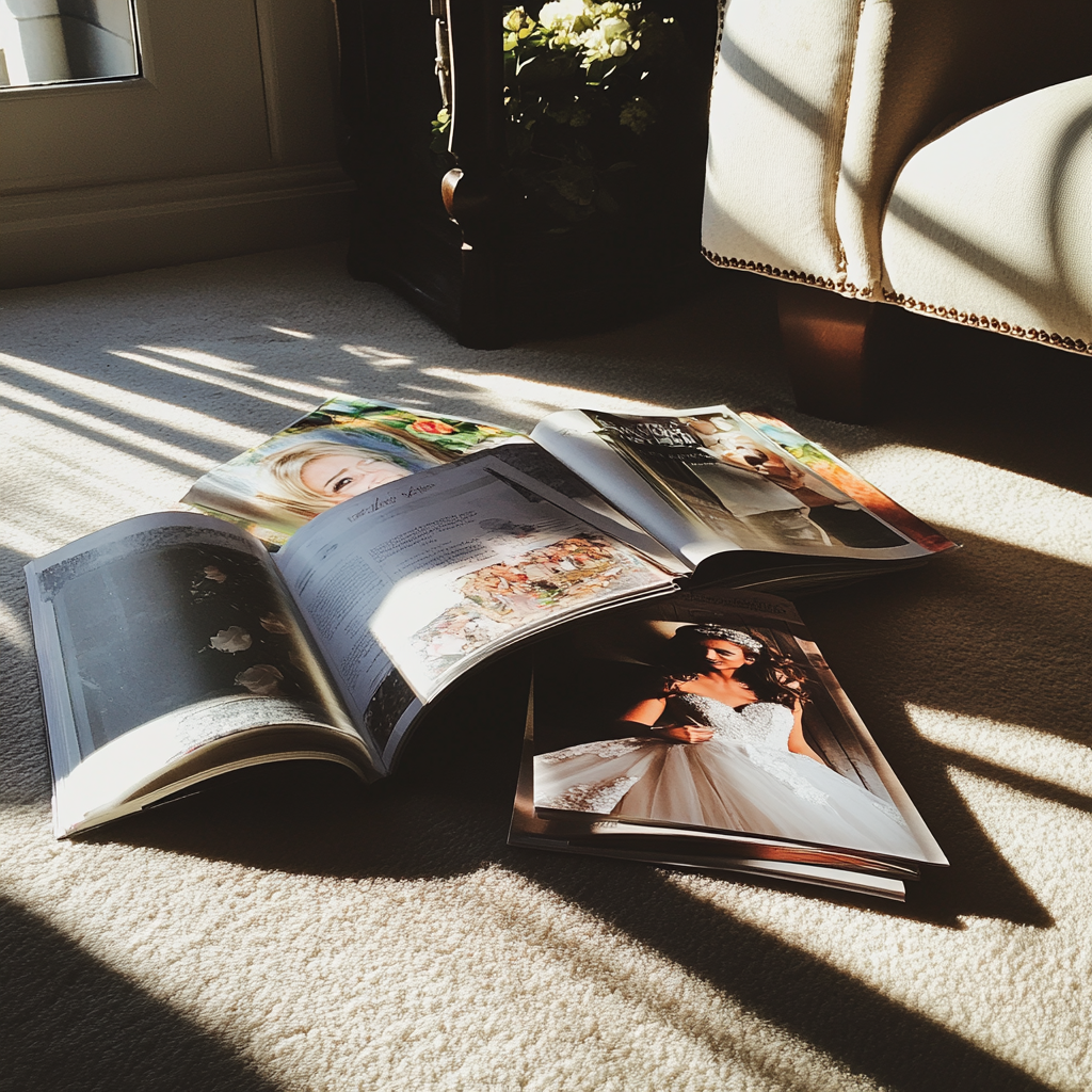 Wedding magazines on a carpet | Source: Midjourney